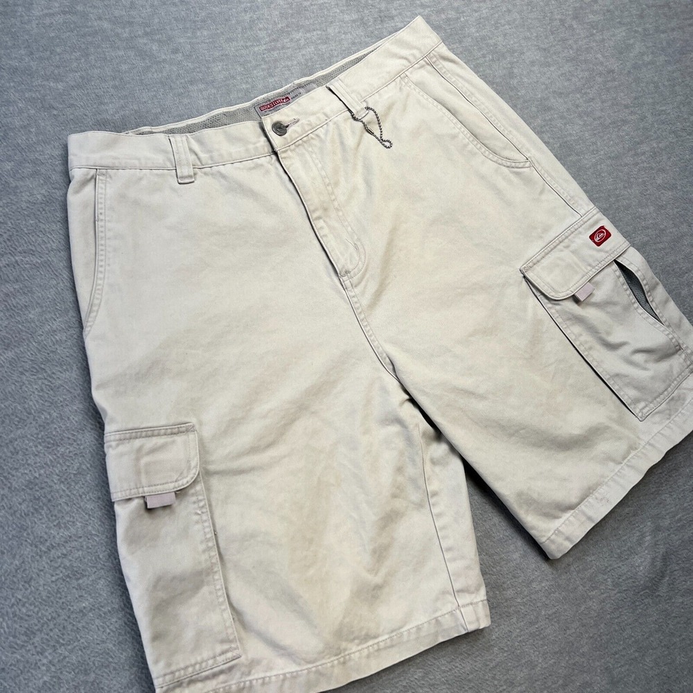 Vintage‎ Quiksilver Shorts Mens 36 Beige Baggy Relaxed Cargo Surf Skate Y2K